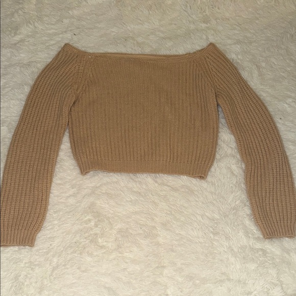 Miracle Tan Off-Shoulder Sweater - Picture 1 of 3